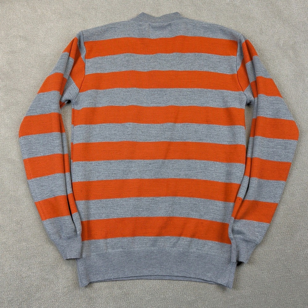 Silverneedle Quarter Zip Sweater Mens Large Gray Orange Striped Mock Neck Knit - Picture 7 of 10